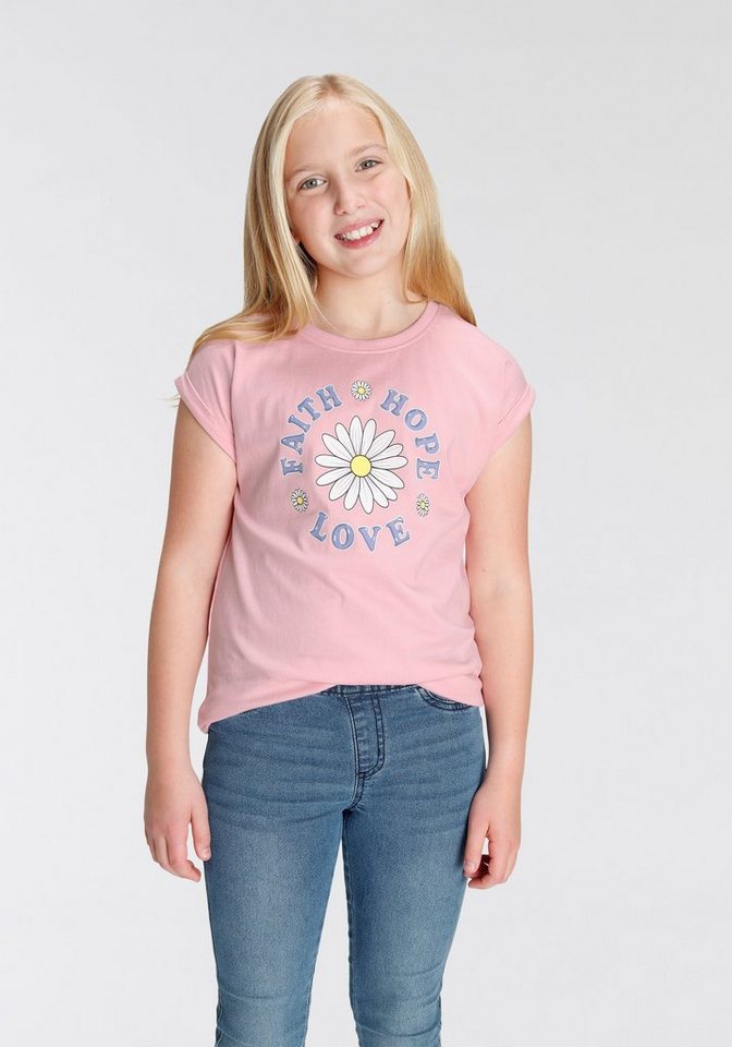 KIDSWORLD T-Shirt FAITH HOPE LOVE in weiter legerer Form von KIDSWORLD