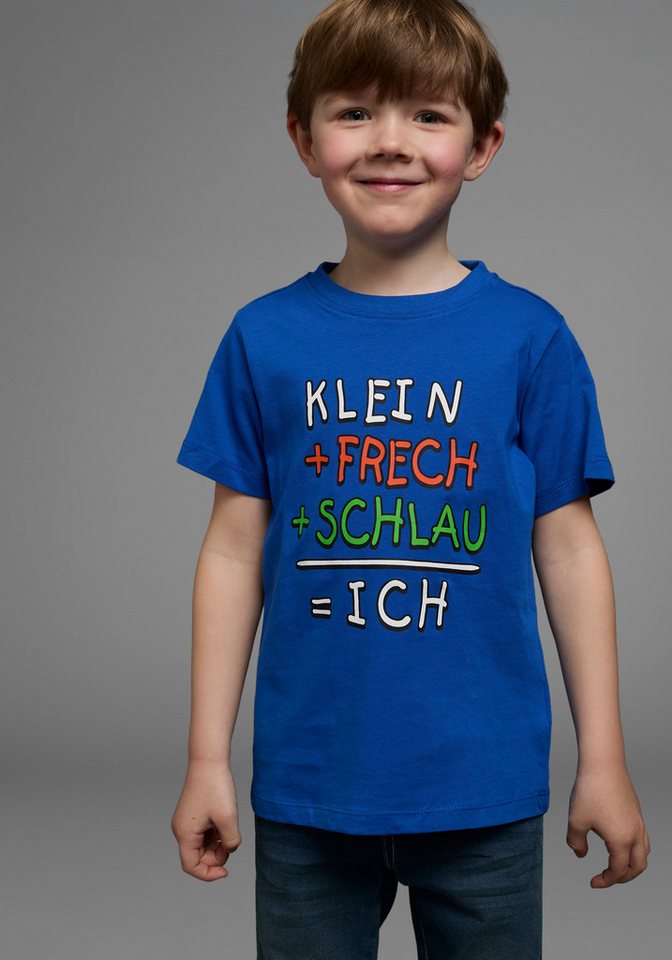 KIDSWORLD T-Shirt Mit Spruch: KLEIN+FRECH+SCHLAU... Kurzarm, Basic-Passform, bedruckt, Rundhalsausschnitt von KIDSWORLD