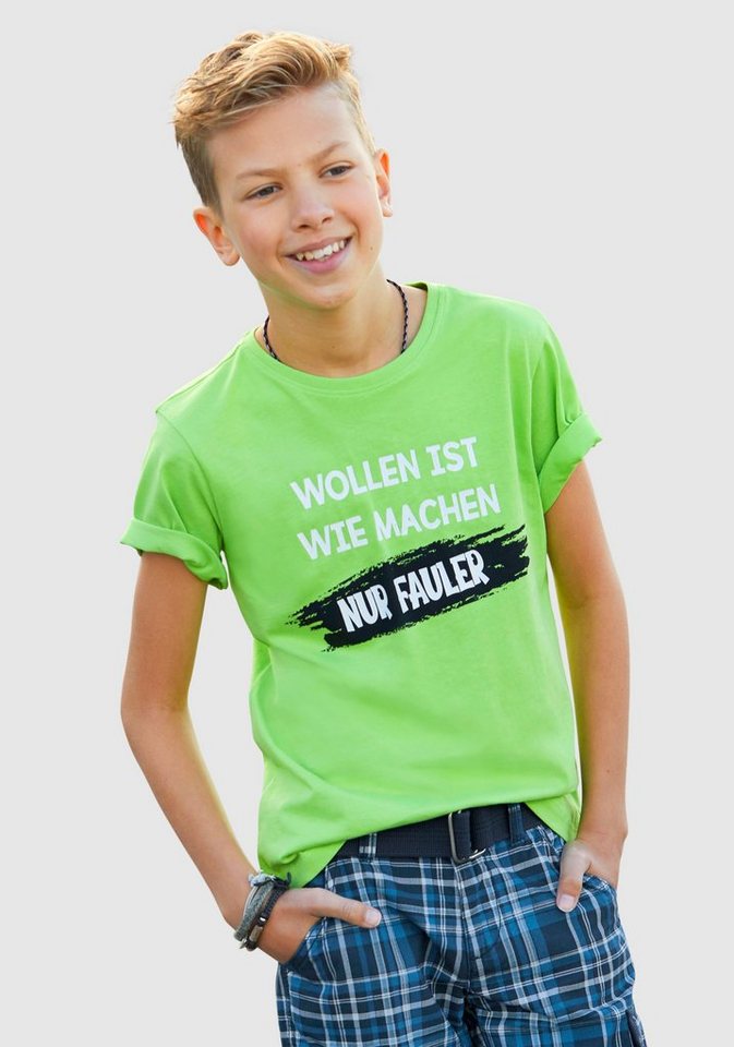 KIDSWORLD T-Shirt WOLLEN IST WIE MACHEN...., Spruch von KIDSWORLD