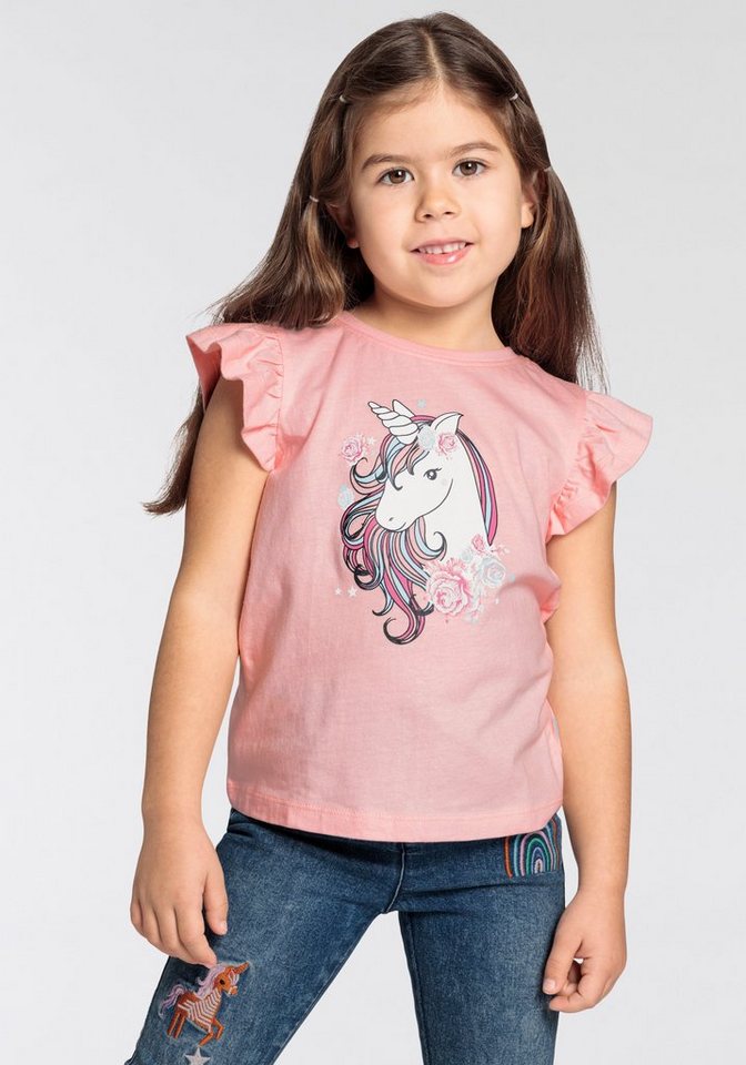 KIDSWORLD T-Shirt für kleine Mädchen, mit Einhorn Druck von KIDSWORLD