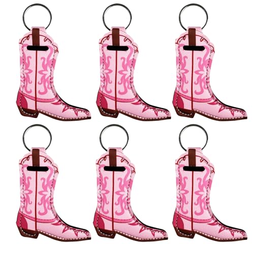 KIDZVEFUN Lippenstift-Halter, Schlüsselanhänger für Cowgirls, Brautjungfernantrag, Western-Cowgirl-Lippenbalsam, Lipgloss-Halter, Schlüsselanhänger für Damen, 6 Stück, Pink, Universal von KIDZVEFUN