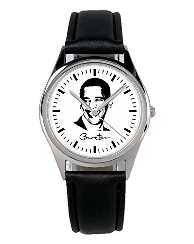 KIESENBERG Armbanduhr Barack Obama Geschenk Artikel Idee Fan Damen Herren Unisex Analog Quartz Lederarmband Uhr 36mm Durchmesser B-1924 von KIESENBERG