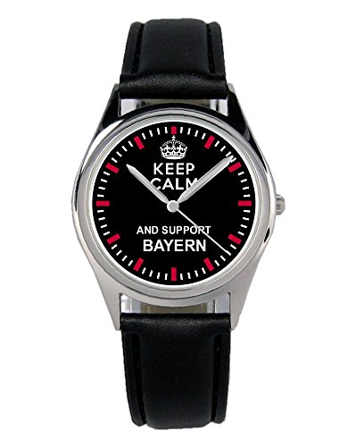 KIESENBERG Armbanduhr Bayern Geschenk Artikel Idee Fan Damen Herren Unisex Analog Quartz Lederarmband Uhr 36mm Durchmesser B-1305 von KIESENBERG