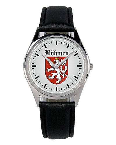 KIESENBERG Armbanduhr Böhmen Wappen Geschenk Artikel Idee Fan Damen Herren Unisex Analog Quartz Lederarmband Uhr 36mm Durchmesser B-1136 von KIESENBERG