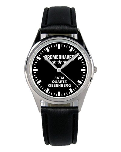 KIESENBERG Armbanduhr Bremerhaven Geschenk Artikel Idee Fan Damen Herren Unisex Analog Quartz Lederarmband Uhr 36mm Durchmesser B-2458 von KIESENBERG