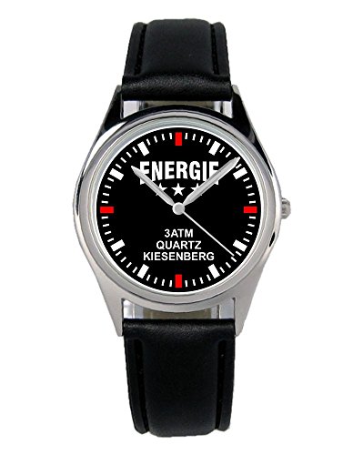KIESENBERG Armbanduhr Energie Geschenk Artikel Idee Fan Damen Herren Unisex Analog Quartz Lederarmband Uhr 36mm Durchmesser B-2471 von KIESENBERG