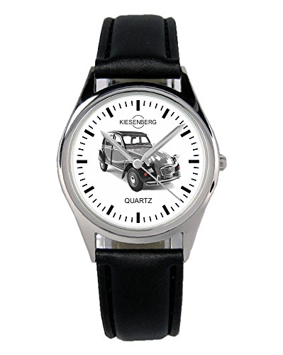 KIESENBERG Armbanduhr 2CV Charleston Grau Oldtimer Fahrer Geschenk Artikel Idee Fan Damen Herren Unisex Analog Quartz Lederarmband Uhr 36mm Durchmesser B-1834 von KIESENBERG