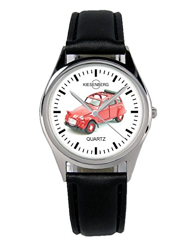 KIESENBERG Armbanduhr 2CV Rot Oldtimer Fahrer Geschenk Artikel Idee Fan Damen Herren Unisex Analog Quartz Lederarmband Uhr 36mm Durchmesser B-1823 von KIESENBERG