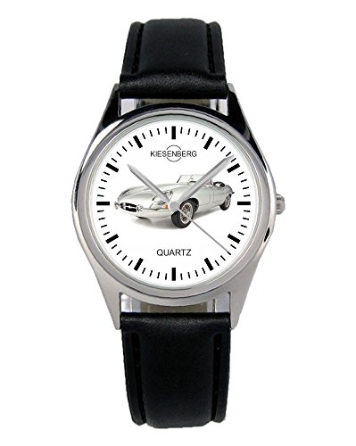 KIESENBERG Armbanduhr E-Type Silber Oldtimer Fahrer Geschenk Artikel Idee Fan Damen Herren Unisex Analog Quartz Lederarmband Uhr 36mm Durchmesser B-1873 von KIESENBERG