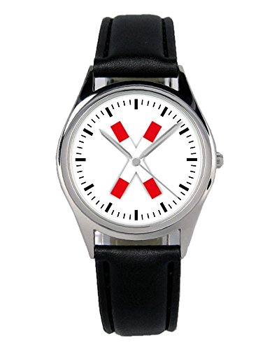 KIESENBERG Armbanduhr Eisenbahner Schaffner Zugführer Lokführer Andreaskreuz Geschenk Artikel Idee Fan Damen Herren Unisex Analog Quartz Lederarmband Uhr 36mm Durchmesser B-1458 von KIESENBERG