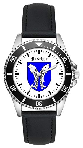 KIESENBERG Geschenk für Fischer Angler Zunftzeichen Angel Uhr L-1804 von KIESENBERG