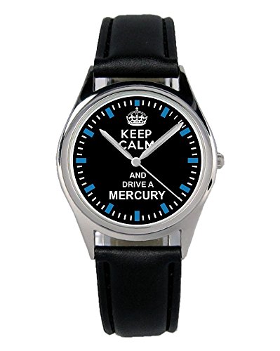 KIESENBERG Armbanduhr Mercury Fahrer Geschenk Artikel Idee Fan Damen Herren Unisex Analog Quartz Lederarmband Uhr 36mm Durchmesser B-1478 von KIESENBERG