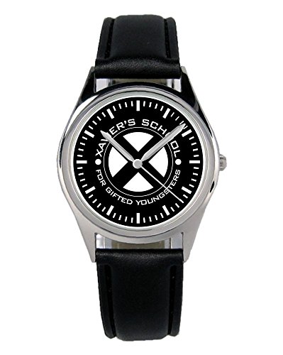 KIESENBERG Armbanduhr Xavier´s School Wolverine Comic Deadpool Geschenk Artikel Idee Fan Damen Herren Unisex Analog Quartz Lederarmband Uhr 36mm Durchmesser B-1244 von KIESENBERG