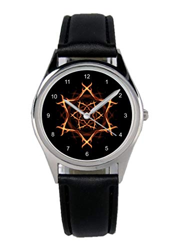 KIESENBERG Armbanduhr Gothic Pentagramm Geschenk Artikel Idee Fan Damen Herren Unisex Analog Quartz Lederarmband Uhr 36mm Durchmesser B-20562 von KIESENBERG