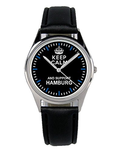 KIESENBERG Armbanduhr Hamburg Geschenk Artikel Idee Fan Damen Herren Unisex Analog Quartz Lederarmband Uhr 36mm Durchmesser B-1304 von KIESENBERG