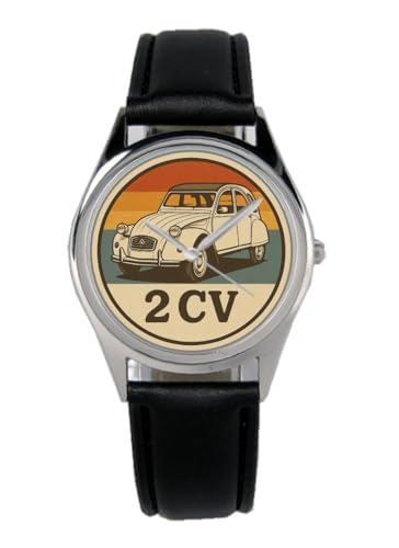 KIESENBERG Armbanduhr 2CV Geschenk Artikel Idee Fan Damen Herren Unisex Analog Quartz Lederarmband Uhr 36mm Durchmesser B-2025005 von KIESENBERG