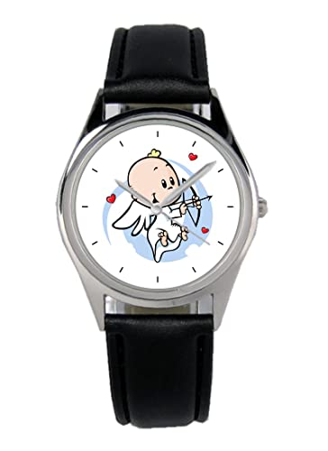 KIESENBERG Armbanduhr Baby Amor Liebe Geschenk Artikel Idee Fan Damen Herren Unisex Analog Quartz Lederarmband Uhr 36mm Durchmesser B-5792 von KIESENBERG