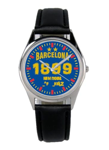 KIESENBERG Armbanduhr Barcelona Geschenk Artikel Idee Fan Damen Herren Unisex Analog Quartz Lederarmband Uhr 36mm Durchmesser B-6097 von KIESENBERG