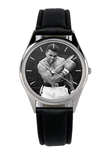 KIESENBERG Armbanduhr Boxen Muhammed Ali Geschenk Artikel Idee Fan Damen Herren Unisex Analog Quartz Lederarmband Uhr 36mm Durchmesser B-21226 von KIESENBERG