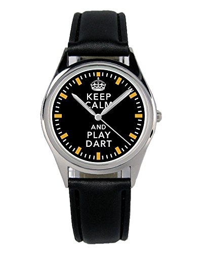 KIESENBERG Armbanduhr Dart Geschenk Artikel Idee Fan Damen Herren Unisex Analog Quartz Lederarmband Uhr 36mm Durchmesser B-1569 von KIESENBERG