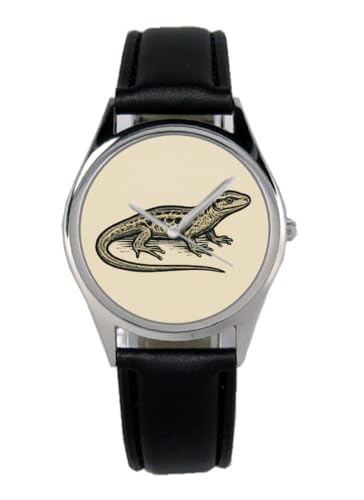 KIESENBERG Armbanduhr Eidechse Geschenk Artikel Idee Fan Damen Herren Unisex Analog Quartz Lederarmband Uhr 36mm Durchmesser B-2025013 von KIESENBERG