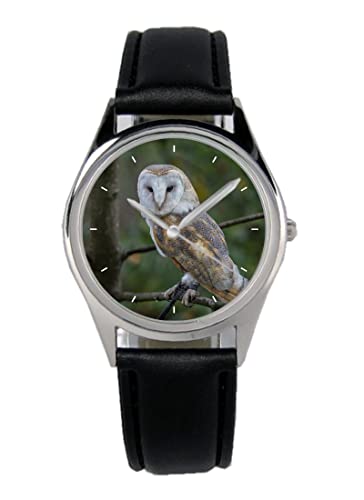 KIESENBERG Armbanduhr Eule Vogel Wald Geschenk Artikel Idee Fan Damen Herren Unisex Analog Quartz Lederarmband Uhr 36mm Durchmesser B-5783 von KIESENBERG