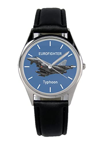 KIESENBERG Armbanduhr Eurofighter Typhoon Geschenk Artikel Idee Fan Damen Herren Unisex Analog Quartz Lederarmband Uhr 36mm Durchmesser B-21233 von KIESENBERG