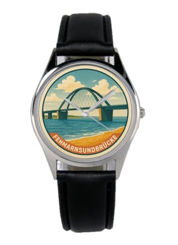 KIESENBERG Armbanduhr Fehmarn Geschenk Artikel Idee Fan Damen Herren Unisex Analog Quartz Lederarmband Uhr 36mm Durchmesser B-2025007 von KIESENBERG