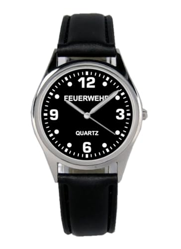 KIESENBERG Armbanduhr Feuerwehr Geschenk Artikel Idee Fan Damen Herren Unisex Analog Quartz Lederarmband Uhr 36mm Durchmesser B-20548 von KIESENBERG