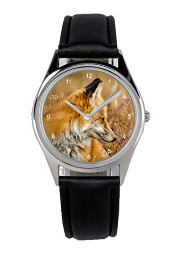 KIESENBERG Armbanduhr Fuchs Geschenk Artikel Idee Fan Damen Herren Unisex Analog Quartz Lederarmband Uhr 36mm Durchmesser B-20574 von KIESENBERG