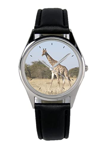 KIESENBERG Armbanduhr Giraffe Safari Afrika Geschenk Artikel Idee Fan Damen Herren Unisex Analog Quartz Lederarmband Uhr 36mm Durchmesser B-5781 von KIESENBERG
