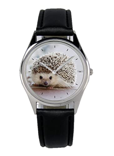 KIESENBERG Armbanduhr Igel Wald Natur Geschenk Artikel Idee Fan Damen Herren Unisex Analog Quartz Lederarmband Uhr 36mm Durchmesser B-5784 von KIESENBERG