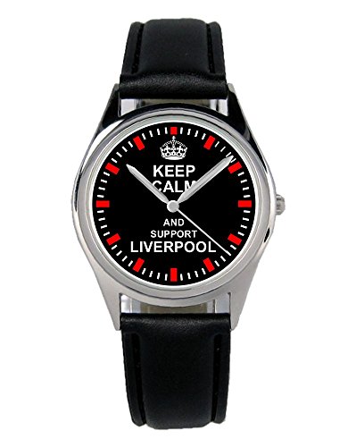 KIESENBERG Armbanduhr Keep Liverpool Geschenk Artikel Idee Fan Damen Herren Unisex Analog Quartz Lederarmband Uhr 36mm Durchmesser B-1710 von KIESENBERG