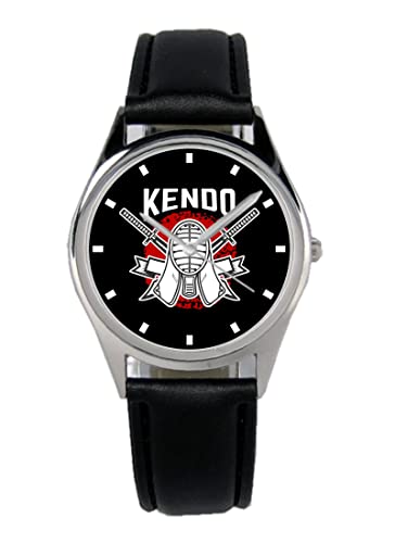 KIESENBERG Armbanduhr Kendo Kampfsport Geschenk Artikel Idee Fan Damen Herren Unisex Analog Quartz Lederarmband Uhr 36mm Durchmesser B-21239 von KIESENBERG