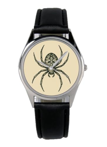 KIESENBERG Armbanduhr Kreuzspinne Spinne Geschenk Artikel Idee Fan Damen Herren Unisex Analog Quartz Lederarmband Uhr 36mm Durchmesser B-2025015 von KIESENBERG