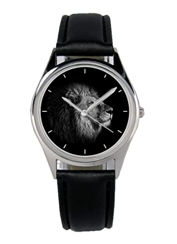 KIESENBERG Armbanduhr Löwe Lion Wüstenkönig Raubtier Geschenk Artikel Idee Fan Damen Herren Unisex Analog Quartz Lederarmband Uhr 36mm Durchmesser B-5763 von KIESENBERG