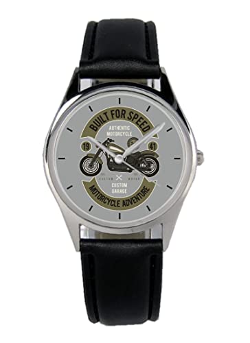 KIESENBERG Armbanduhr Motorrad Biker Retro Geschenk Artikel Idee Fan Damen Herren Unisex Analog Quartz Lederarmband Uhr 36mm Durchmesser B-21248 von KIESENBERG