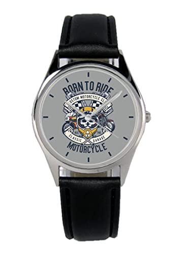 KIESENBERG Armbanduhr Motorrad Cruiser Biker Geschenk Artikel Idee Fan Damen Herren Unisex Analog Quartz Lederarmband Uhr 36mm Durchmesser B-21246 von KIESENBERG