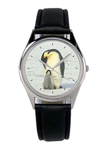 KIESENBERG Armbanduhr Pinguin Natur Pinguine Geschenk Artikel Idee Fan Damen Herren Unisex Analog Quartz Lederarmband Uhr 36mm Durchmesser B-5765 von KIESENBERG