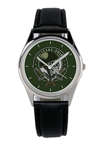 KIESENBERG Armbanduhr Soldat Militär Armee Totenkopf Geschenk Artikel Idee Fan Damen Herren Unisex Analog Quartz Lederarmband Uhr 36mm Durchmesser B-21290 von KIESENBERG