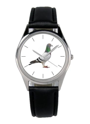 KIESENBERG Armbanduhr Taube Brieftaube Geschenk Artikel Idee Fan Damen Herren Unisex Analog Quartz Lederarmband Uhr 36mm Durchmesser B-5521 von KIESENBERG