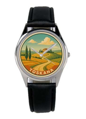 KIESENBERG Armbanduhr Toskana Italy Geschenk Artikel Idee Fan Damen Herren Unisex Analog Quartz Lederarmband Uhr 36mm Durchmesser B-2025008 von KIESENBERG
