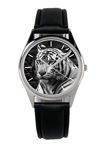 KIESENBERG Armbanduhr Weisser Tiger Geschenk Artikel Idee Fan Damen Herren Unisex Analog Quartz Lederarmband Uhr 36mm Durchmesser B-21235 von KIESENBERG