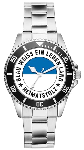 KIESENBERG Damenuhr Blau und Weiss EIN Leben lang Geschenk Artikel Idee Fan Armbanduhr Ø 33 mm Metallarmband Uhr D-20230006 von KIESENBERG