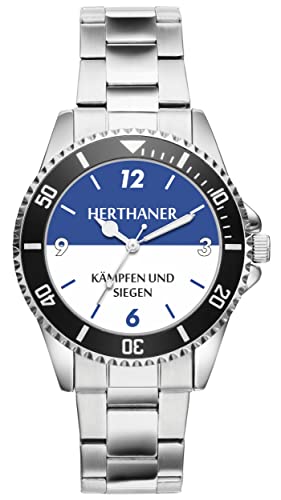 KIESENBERG Damenuhr Herthaner Geschenk Artikel Idee Fan Armbanduhr Ø 33 mm Metallarmband Uhr D-21163 von KIESENBERG