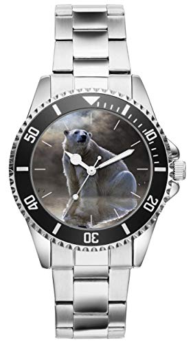 KIESENBERG Herrenuhr Armbanduhr Eisbär Geschenk Fan Artikel Analog Quartz Uhr Metallband 20511 von KIESENBERG