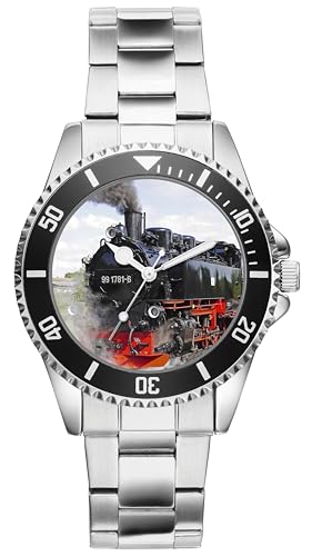 KIESENBERG Herrenuhr Armbanduhr Eisenbahn Dampflok Geschenk Zugführer Lokführer Artikel Idee Fan Analog Quartz Uhr 2796 von KIESENBERG