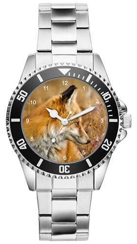 KIESENBERG Herrenuhr Armbanduhr Fuchs Natur Geschenk Fan Artikel Analog Quartz Uhr Metallband 20574 von KIESENBERG