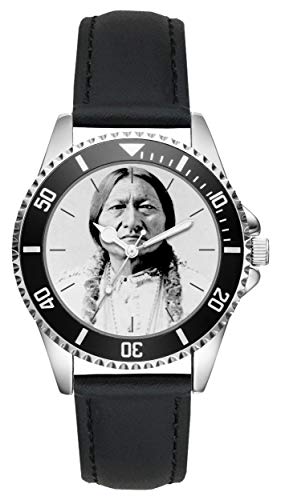 KIESENBERG Herrenuhr Armbanduhr Geschenk Sitting Bull Häuptling Indianer Analog Quartz Lederarmband Uhr L-20201 von KIESENBERG