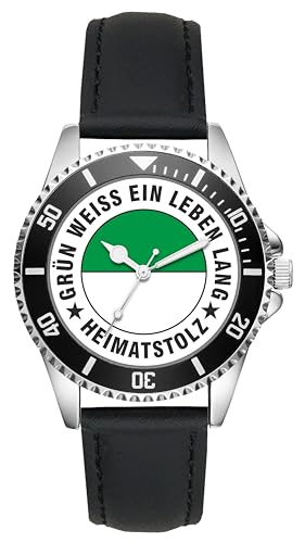 KIESENBERG Herrenuhr Armbanduhr Grün und Weiss EIN Leben lang Geschenk Fan Artikel Analog Quartz Uhr L-20230008 von KIESENBERG